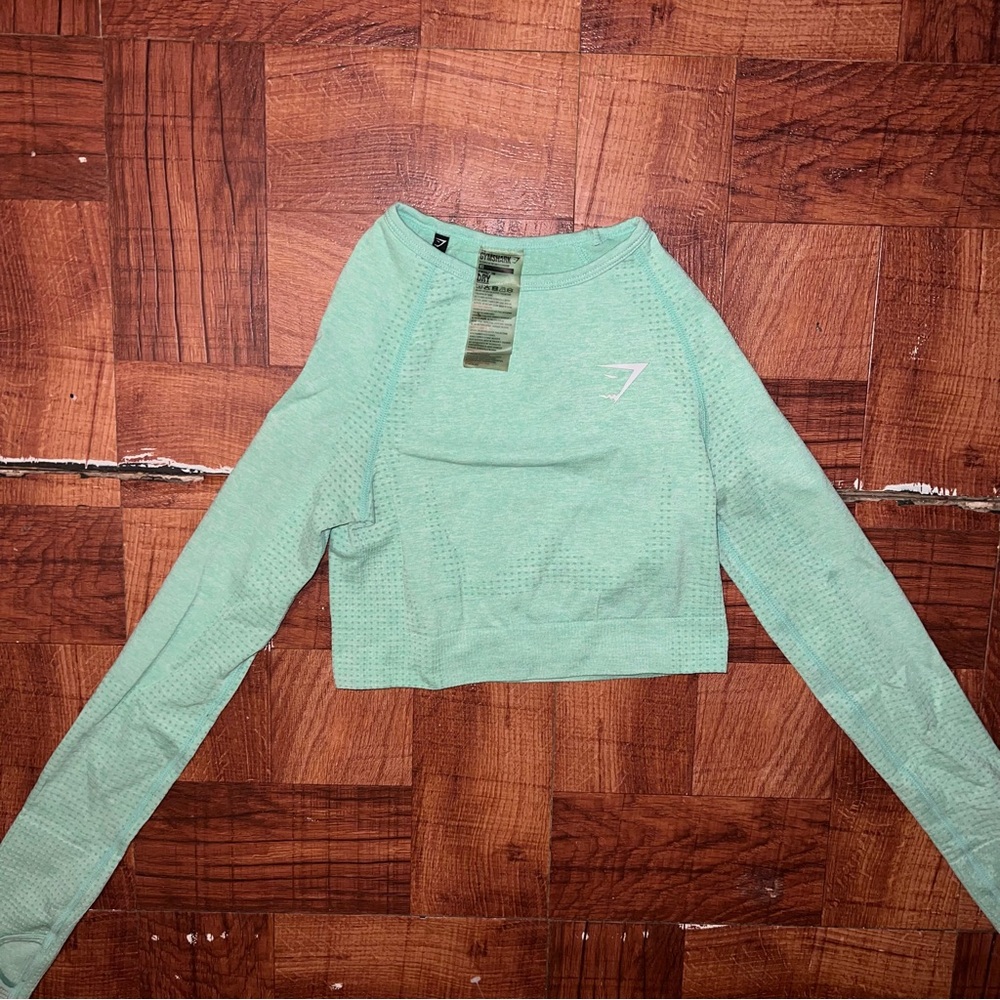 GYMSHARK Mint Green Cropped Workout Top XS